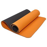 Коврик для йоги фитнеса перфорированный (оранжево-черный) GO DO :TRE-6ММ
