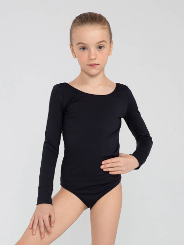 Купальник гимнастический черный длинный рукав детский Alica Chante фото 2